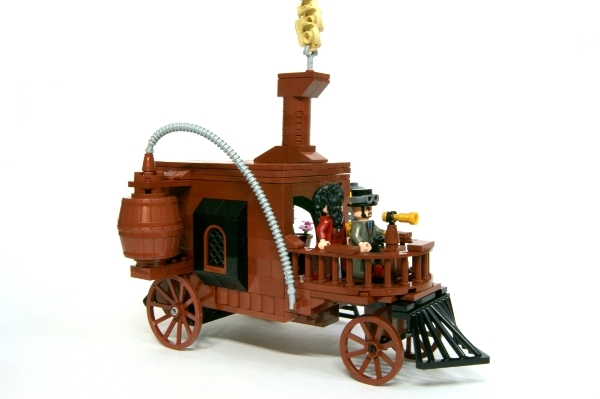 LEGO MOC - Steampunk Machine - Self-propelled carriage: С одного из боков есть паровой котёл. За счёт энергии пара карета и движется.