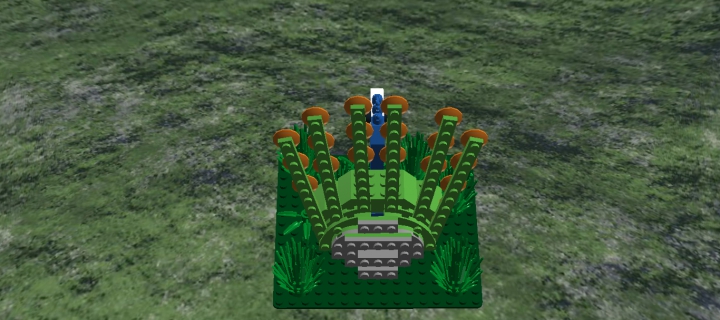 LEGO MOC - 16x16: Animals - Indian Peafowl in bushes: павлин сзади