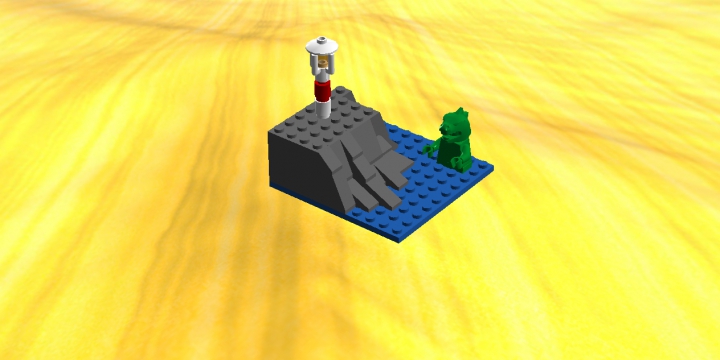 LEGO MOC - Battle of the Masters 'In cube' - Годзилла атакует!: С другого ракурса.