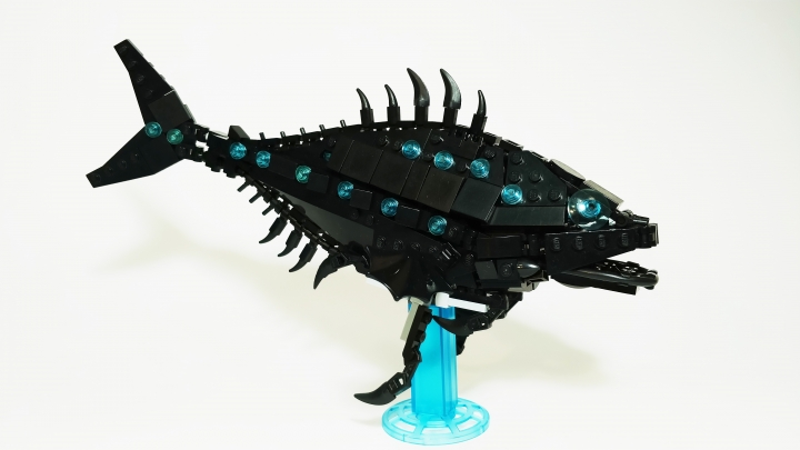 LEGO MOC - Fantastic Beasts And Who Dreams Of Them - Cryptopalus lustrum: Бессмысленно говорить каких громадных усилий потребовала дальнейшая компания по сокрытию существования полуночника от маглов (немагов), и многочисленные попытки регуляции численности полуночников. <br />
<br />
Однако уничтожить <br />
популяции, вырвовавшихся на свободу полуночников оказалось чрезвычайно трудно. Помимо естественной скрытности данного вида (днём они предпочитают прятаться в иле, и охотятся в основном ночью), у него вскоре был обнаружен набор удивительных способностей, делающих его мастером выживания.<br />
В случае если полуночник не способен найти водоём, он может впасть в анабиоз (подобие глубокой спячки). Для этого рыба закапывается в субстрат с помощью лапок и покрывает своё тело толстым слоем слизи. После этого рыба перестаёт шевелится и вообще проявлять какие-либо признаки жизни. Организм полуночника постепенно высыхает, и жизненные процесслы сходят на нуль. Однако, при попадании такого высохшего тела в воду в течении нескольких часов рыба оживёт (буквально наполнившись вновь водой). В состоянии анабиоза полуночники могут пробыть очень долгое время, предположительно до нескольких веков.<br />
В 2014-ом году командой магов-биологов из Института волшебства и биологии в Калифорнии, было проведено исследование , в ходе которого они попытались выяснить является ли способность полуночника  'воскресать' магической. Однозначного ответа им получить не удалось. Так при недолгом нахождении в состоянии анабиоза, рыба не проявляла магических способностей. Однако мониторинг проявления магических эффектов был несовершенен, так как исследователям приходилось учитывать наличие слизи, проявляющей волшебные свойства, а при удалении кокона из слизи, существо не способно ожить после анабиоза. 