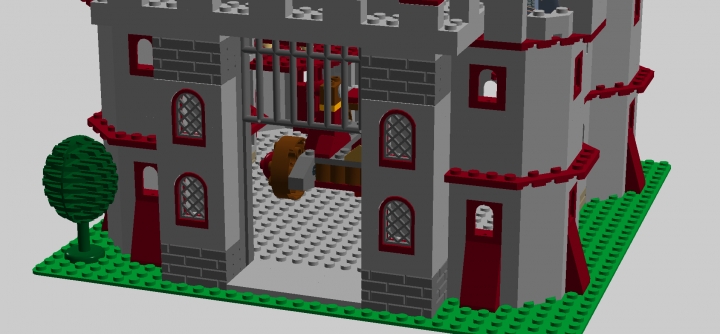 LEGO MOC - Младшая лига. Конкурс 'Средневековье'. - СРЕДНЕВЕКОВАЯ КРЕПОСТЬ: В центре крепости расположена катапульта. созданная для атаки по удалённым целям.