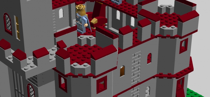 LEGO MOC - Младшая лига. Конкурс 'Средневековье'. - СРЕДНЕВЕКОВАЯ КРЕПОСТЬ: Как и любой монарх, наш Король имеет свой величественный трон. Трон изготовлен из роскошных материалов, выполненных в общей стилистике крепости, в бордовых и золотых тонах.