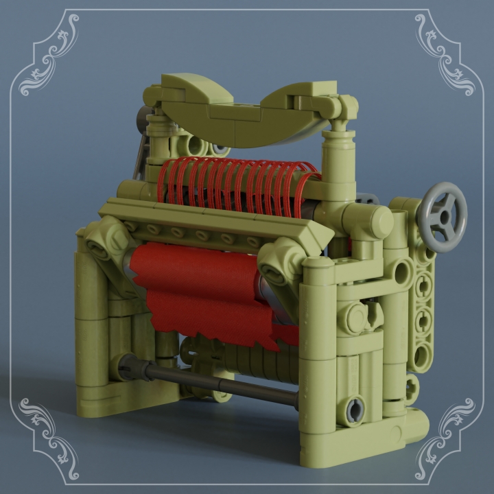 LEGO MOC - LEGO-конкурс 16x16: 'Все работы хороши' - У ткацкого станка: </center><br />
В конце 18 века изобретатели придумали задействовать в ткацком станке механизмы от парового двигателя и постепенными нововведениями довели машину до совершенства. <br />
<br><br />
Свидетели промышленной революции всерьез полагали, что вслед за ткацким станком и другие машины отберут у людей работы. Однако вскоре вырос спрос на качественную ткань, а с ним и нужда в новых работниках - и вот вчерашние ткачи снова встали у станков. Будем надеяться, что и для нашей героини все обошлось. <br />
<center>
