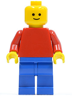 Bricker - LEGO Minifigura - gen025 Plain Red Torso with Red Arms, Blue Legs  (Lego Universe Bob)