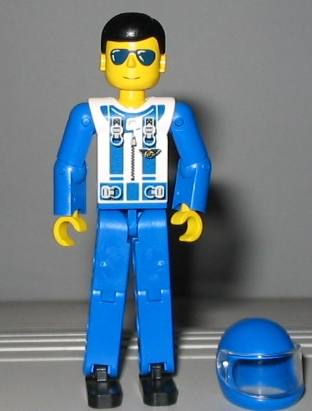 Bricker - LEGO Minifigura - tech010 Technic Figure Blue Legs, White Top  with Zipper & Shoulder Harness Pattern, Blue Arms, Blue Helmet (set 8232)