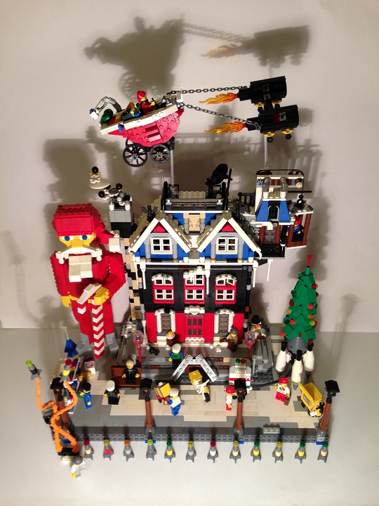LEGO MOC - New Year's Brick 2014 - Новый 2014 LeGod: Общий план. Все скомпоновал плотно, т.к. деталек хватило только на такое основание.<br />
