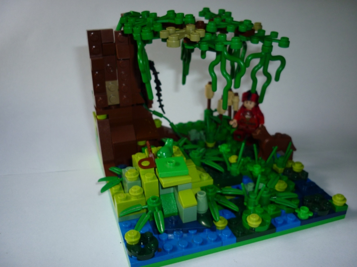 LEGO MOC - Russian Tales' Wonders - Однажды в тридевятом царстве Ивану Царевичу повезло...: И вот какая картина предстала перед глазами Царевича:На большой кочке сидит небольшая лягушка квакушка и держит его стрелу.